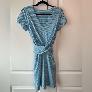 Vineyard Vines Women’s Striped Sankaty Tie Waist Dress Crystal Blue (Size S)